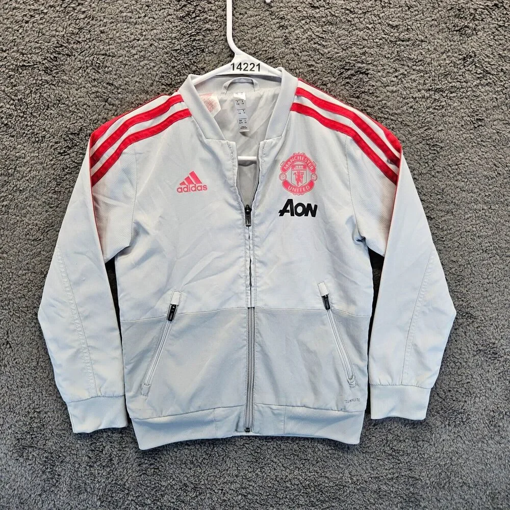Adidas Manchester United Aon Track Jacket Adult Size XS White Pink‎